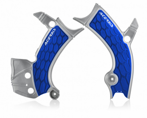 Acerbis X-Grip Frame Guards for Yamaha WR/YZ - Silver/Blue - 2689411404