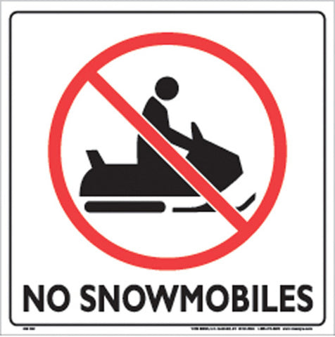 Voss Signs White Plastic Sign 12 No Snowmobiles