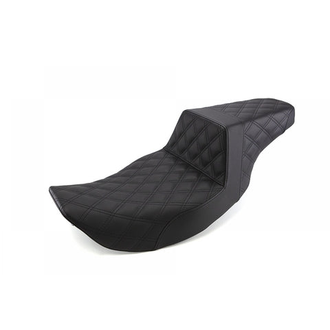 Saddlemen Step-Up 2-Up Seat for 1997-07 Harley Road King models - Black/Lattice Stitched - 897-06-175