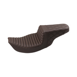 Saddlemen Step-Up Extended Reach 2-Up Seat for 2008-22 Harley FL Touring models - Brown/Tuck and Roll with Rear Lattice Stich - 808-07B-176BREX