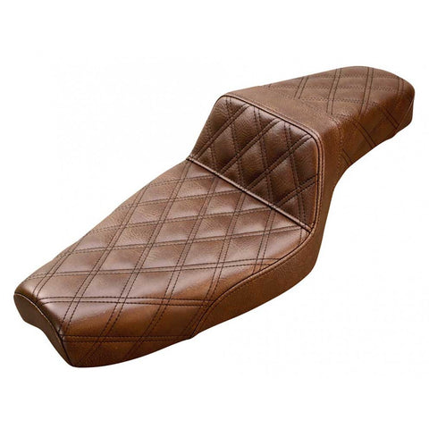 Saddlemen Step-Up 2-Up Seat for 2004-20 Harley Sportster models - Brown/Lattice Stitched - 807-03-175BR
