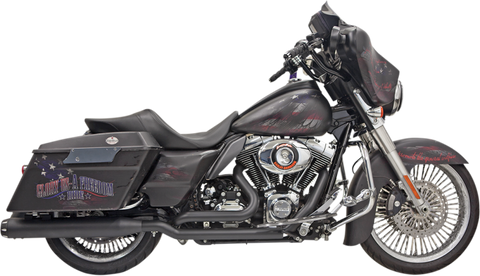 Bassani True-Dual Down Under System for 2009-16 Harley FL Touring models - Black - 1F76RB