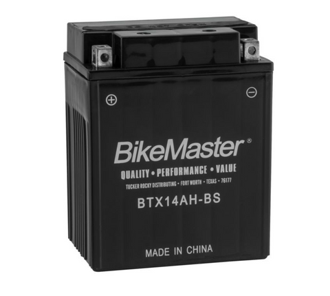 BikeMaster High-Performance Maintenance Free Battery - 12 Volts - BTX14AH-BS - YTX14AH-BS