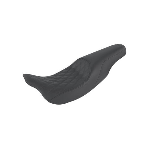 Saddlemen Profiler Low Profile 2-Up Seat for 2008-22 Harley FL Touring models - Black/Driver Lattice Stitched - 808-07B-149
