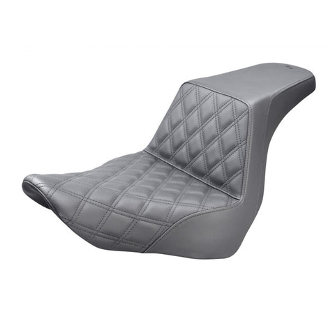 Saddlemen Step-Up 2-Up Seat for 2018-22 Harley Softail Low Rider/Sport Glide - Black/Driver Lattice Stitched - 818-29-172