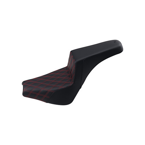 Saddlemen Step-Up 2-Up Seat for 2018-22 Harley Softail Street Bob/Standard - Black/Driver Lattice Red Stitching - 818-30-172RD